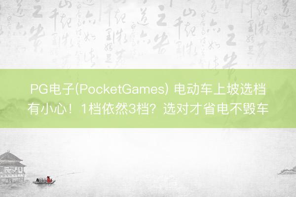 PG电子(PocketGames) 电动车上坡选档有小心！1档依然3档？选对才省电不毁车